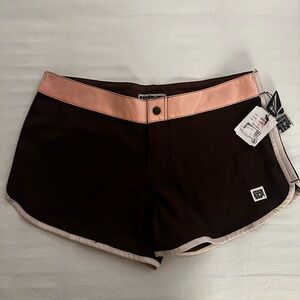Volcom Brown and Pink Athletic Shorts